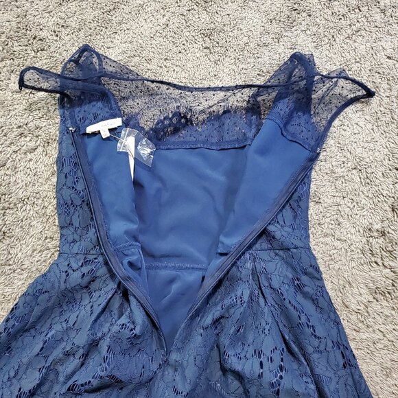 NWT Current Air Twee Blue Lace Sheer Preppy Sleeveless Mini Dress - Small - Picture 4 of 10